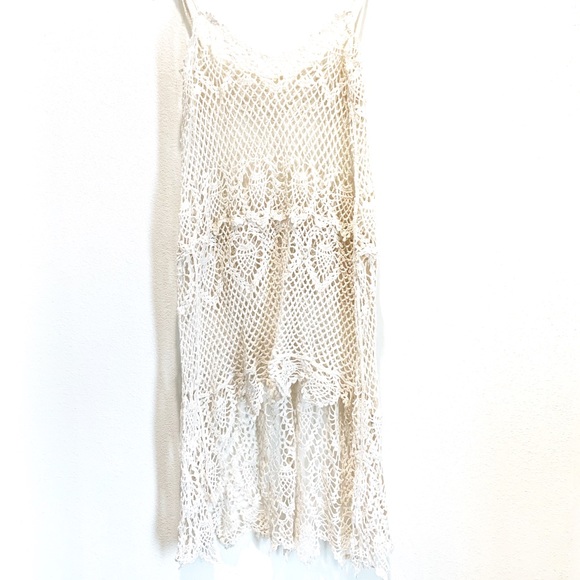 Bohemian Ivory Crochet Lace Gypsy Lace Beach Swim Coverup Maxi Dress - Picture 8 of 12
